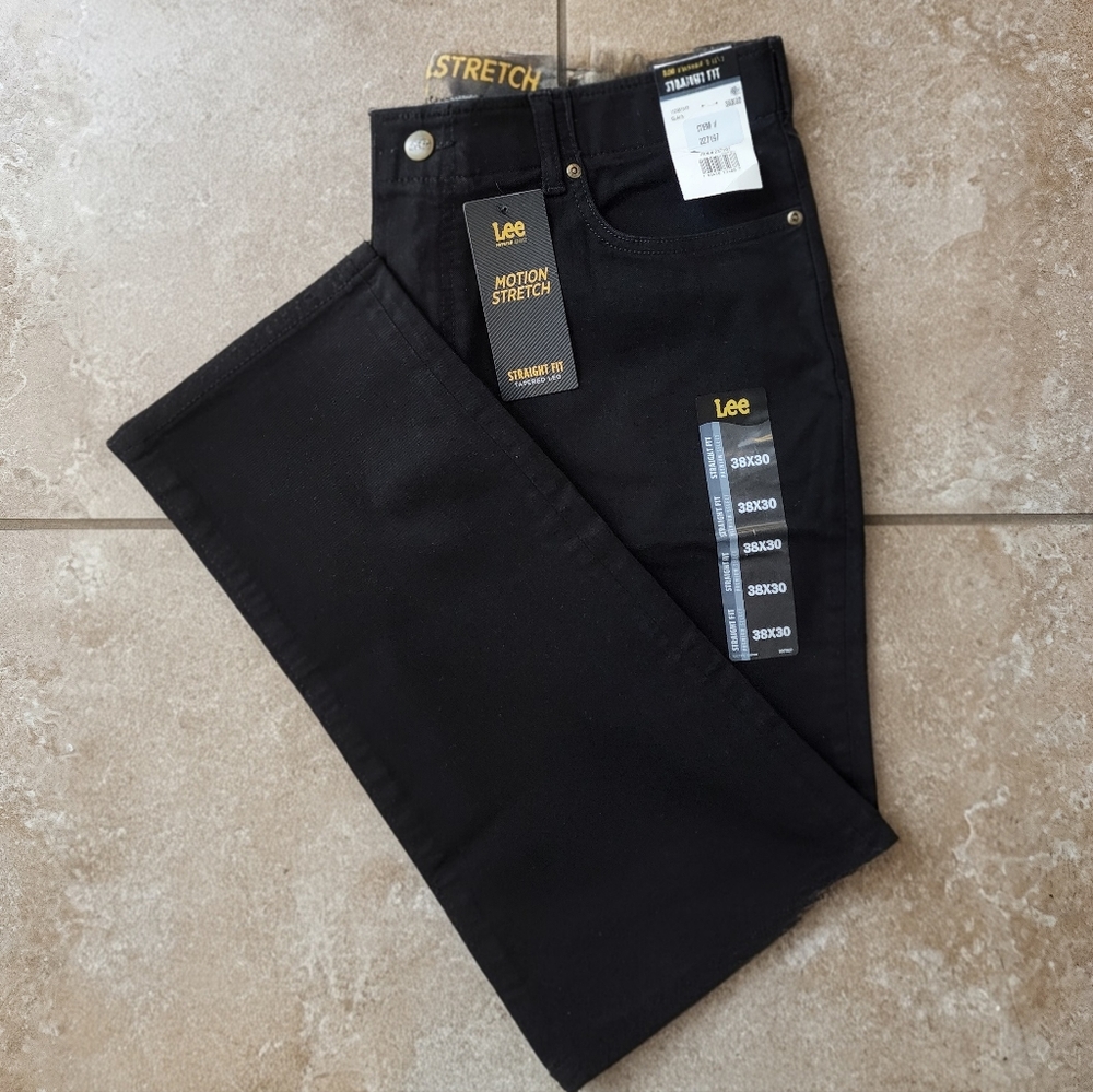 Lee Men's Black Straight Jeans 38x30